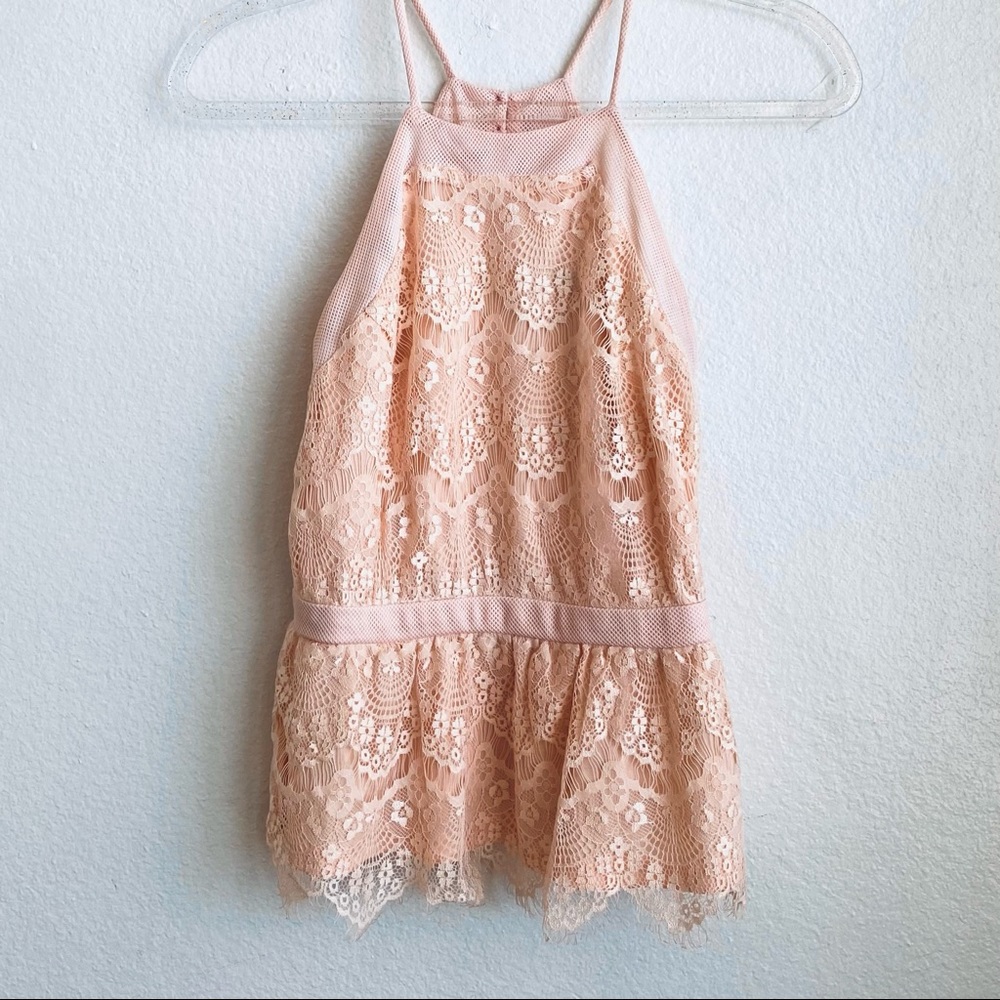 Soft Pink Lace Tank Top